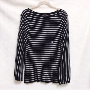 Ann Taylor Black & White Striped Wide Sleeve Top